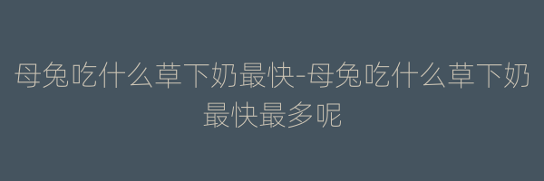 母兔吃什么草下奶最快-母兔吃什么草下奶最快最多呢